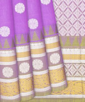 Purple Handloom Chirala Silk Cotton With Pink Border
