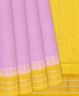 Lavender Handloom Chirala Silk Cotton With Mustard Border
