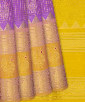 Lavender Handloom Chirala Soft Silk Saree With Checks
