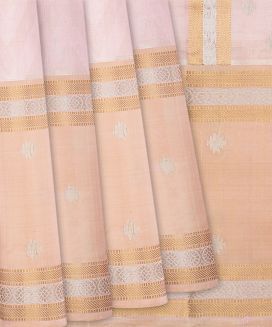 Dusty Pink Handloom Chirala Soft Silk Saree With Chevron Stripes

