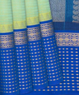 Aquamarine Handloom Chirala Silk Cotton Saree With Zari Checks
