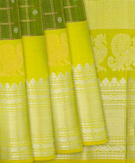 Dark Green Handloom Chirala Soft Silk Saree With Kamalam Motifs
