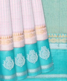 Baby Pink Handloom Chirala Silk Cotton With Checks
