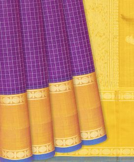 Purple Handloom Chirala Silk Cotton With Checks
