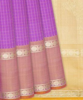 Hot Pink Handloom Chirala Silk Cotton With Checks
