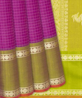 Pink Handloom Chirala Silk Cotton With Checks

