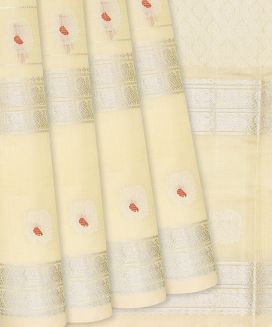 Cream Handloom Chirala Soft Silk Saree With Annam Motifs
