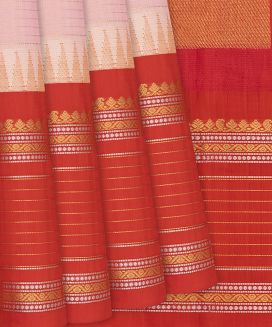 Dusty Pink Handloom Chirala Silk Cotton Saree With Checks
