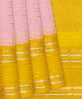 Baby Pink Handloom Chirala Silk Cotton Saree With Checks
