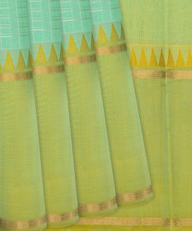 Aquamarine Handloom Chirala Soft Silk Saree With Zari Checks

