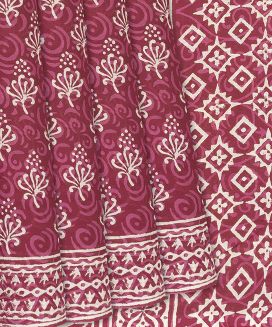 Chestnut Pink Jaipur Cotton Saree With Printed Floral Motifs
