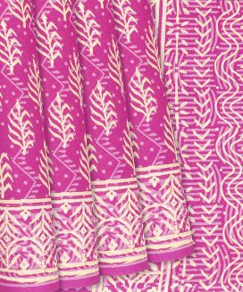 Pink Jaipur Cotton Saree With Printed Floral Motifs

