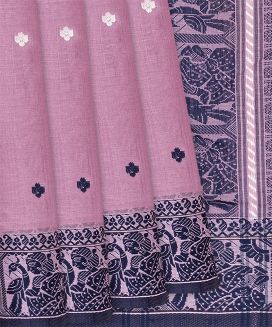 Dusty Pink Handloom Bengal Cotton Saree With Buttas
