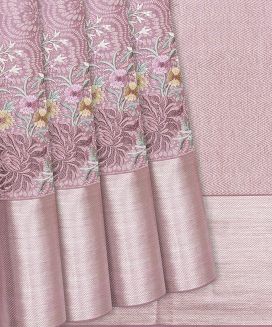 Dusty Pink Silk Saree With Embroidered Motifs
