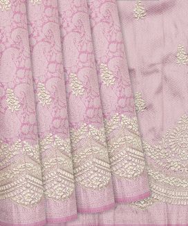 Pink Silk Saree With Embroidered Motifs
