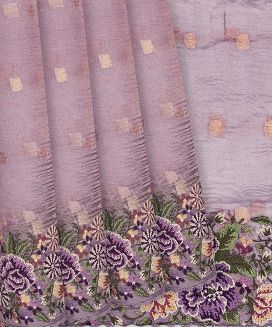 Lavender Georgette Silk Saree With Embroidered Motifs
