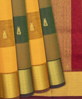 Multi Colour Handloom Silk Cotton Saree With Checks
