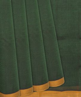 Bottle Green Handloom Plain Silk Cotton Saree
