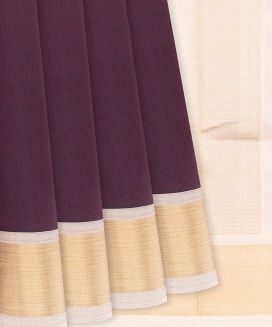 Maroon Handloom Silk Cotton Saree With Cream Pallu
