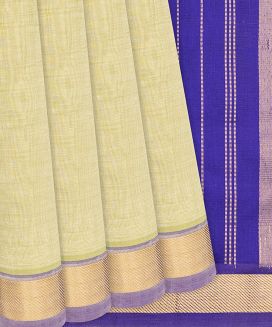 Cardamom Green Handloom Silk Cotton Saree With Purple Pallu
