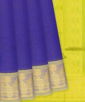 Violet Handloom Silk Cotton Saree With Zari Stripes
