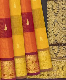 Multi Colour Handloom Silk Cotton Saree With Buttas
