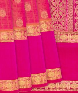 Hot Pink Handloom Silk Cotton Saree With Rudraksham Buttas
