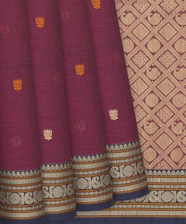 Crimson Handloom Village Cotton Saree With Flower Butta
