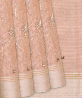 Baby Pink Tissue Embroidered Saree With Jaal Motifs
