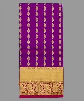 Purple Handloom Silk Pavadai Material With Floral Motifs (0.81 Meter)
