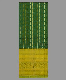 Dark Green Handloom Silk Pavadai Material With Zari Stripes (1.1 Meter)
