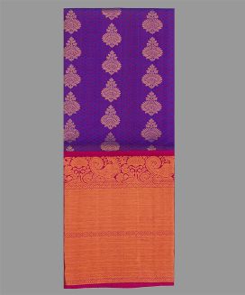 Purple Handloom Silk Pavadai Material With Floral Motifs (1.1 Meter)
