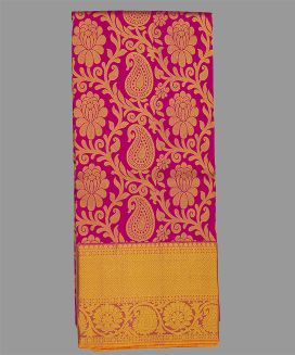 Pink Handloom Silk Pavadai Material With Mango Motifs (0.91 Meter)
