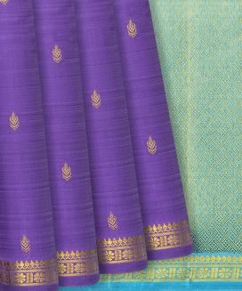 Lavender Handloom Kanchipuram Silk Saree With Floral Buttas

