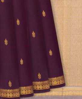 Maroon Handloom Kanchipuram Silk Saree With Floral Buttas
