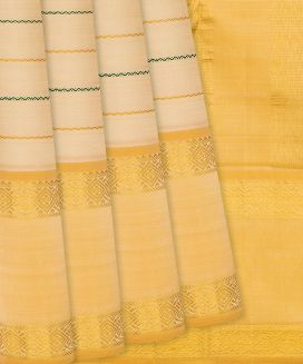 Taupe Handloom Kanchipuram Silk Saree With Beldari Stripes

