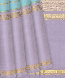 Turquoise Handloom Kanchipuram Silk Saree With Zari Checks
