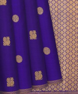 Purple Handloom Kanchipuram Silk Saree With Annam Buttas
