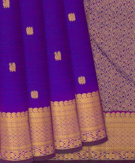 Purple Handloom Kanchipuram Silk Saree With Annam Motifs
