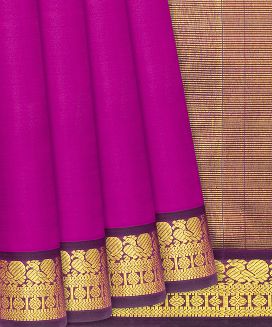 Pink Handloom Kanchipuram Silk Saree With Annam Motif Border
