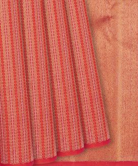 Mango Yellow & Red Handloom Kanchipuram Half & Half Korvai Silk Saree
