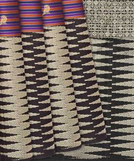 Multi Colour Handloom Kanchipuram Korvai Silk Saree With Stripes
