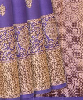Lavender Handloom Kanchipuram Silk Saree With Bird Buttas
