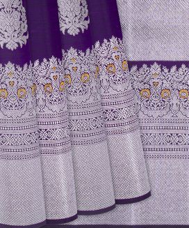 Magenta Handloom Kanchipuram Silk Saree With Floral Buttas
