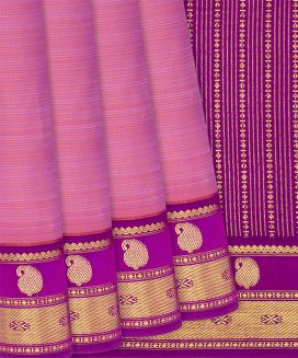 Bubble-gum Pink Handloom Kanchipuram Silk Saree With Pink Border
