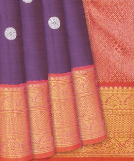 Lilac Handloom Kanchipuram Korvai Silk Saree With Buttas

