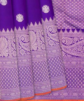 Purple Handloom Kanchipuram Silk Saree With Gandaberunda Motifs
