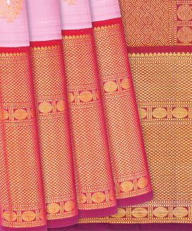 Lavender Handloom Kanchipuram Korvai Silk Saree With Buttas
