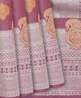 Dusty Pink Handloom Kanchipuram Silk Saree With Mango Buttas
