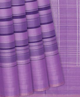 Lavender Handloom Kanchipuram Silk Saree With Stripes
